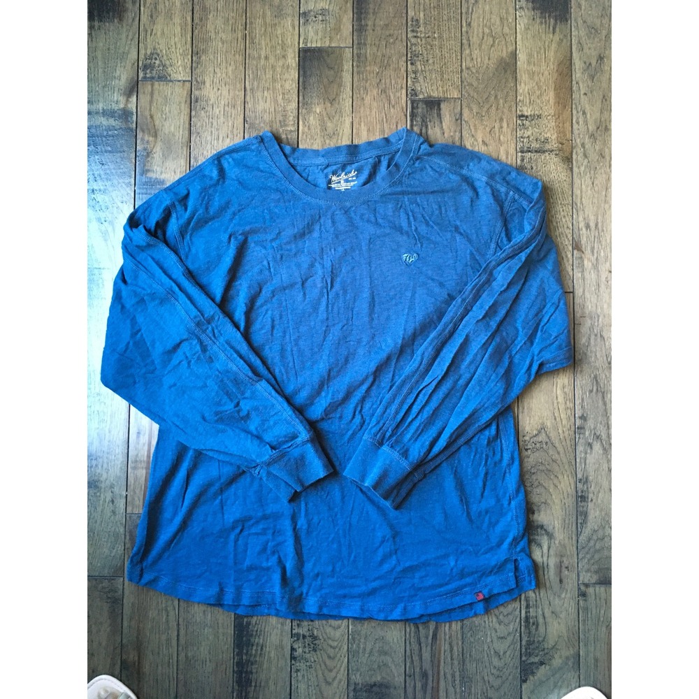 Woolrich Mens Blue Long Sleeve Tee shirt Crewneck Algodon Size L